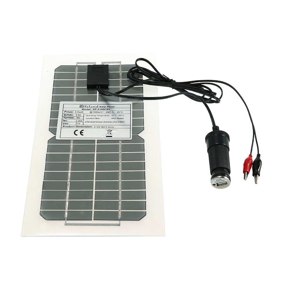 Semi Flexible Solar Panel 18V 5.5W With Cables For outdoor Car Battery Motorcycle Battery Charging Styling