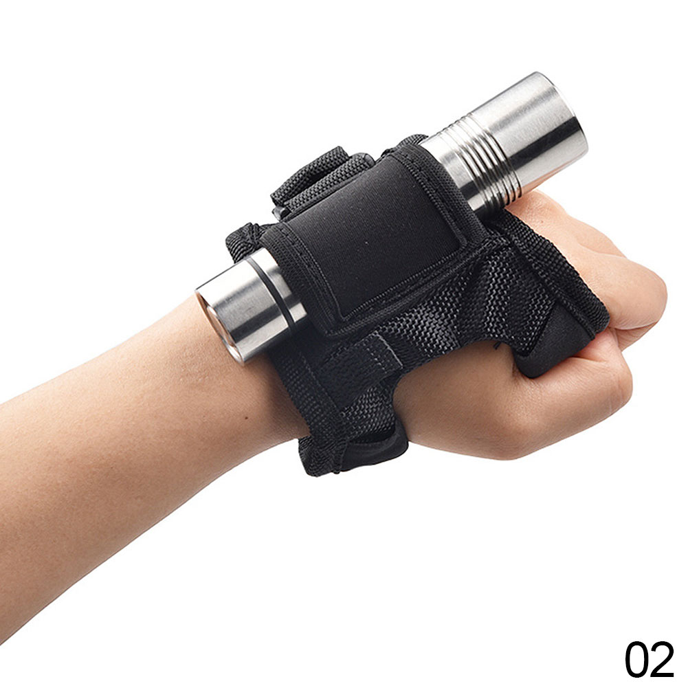 Durable Neoprene Torch Flashlight Holder Hand Arm Mount Wrist Strap Glove Hand Free Underwater Scuba Diving Flashlight Holster: B