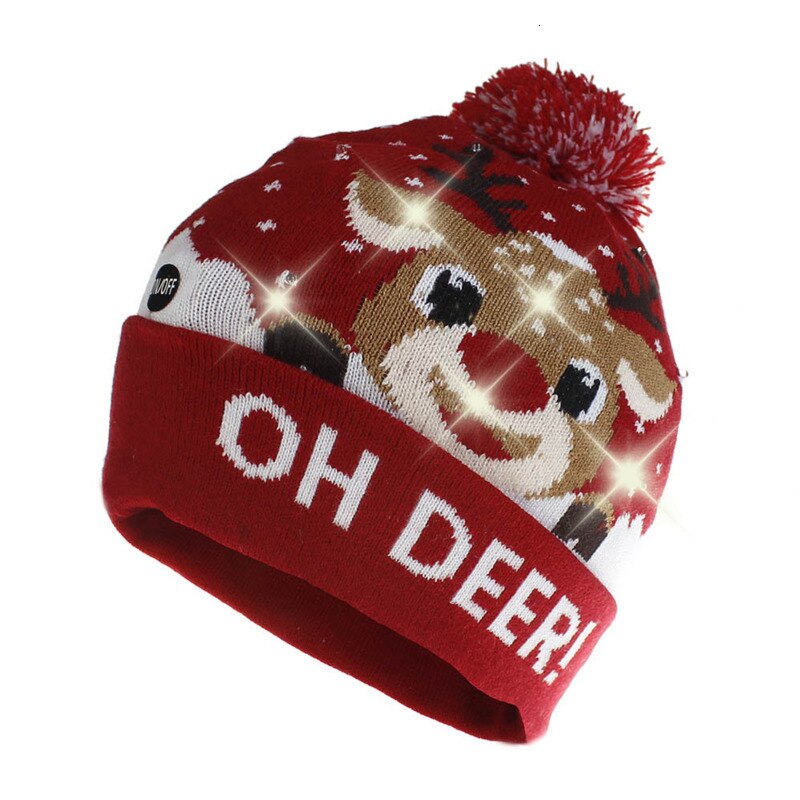 Vintermössor för kvinnor led light-up stickad ful tröja xmas jul mössa gorros mujer invierno bonnet femme