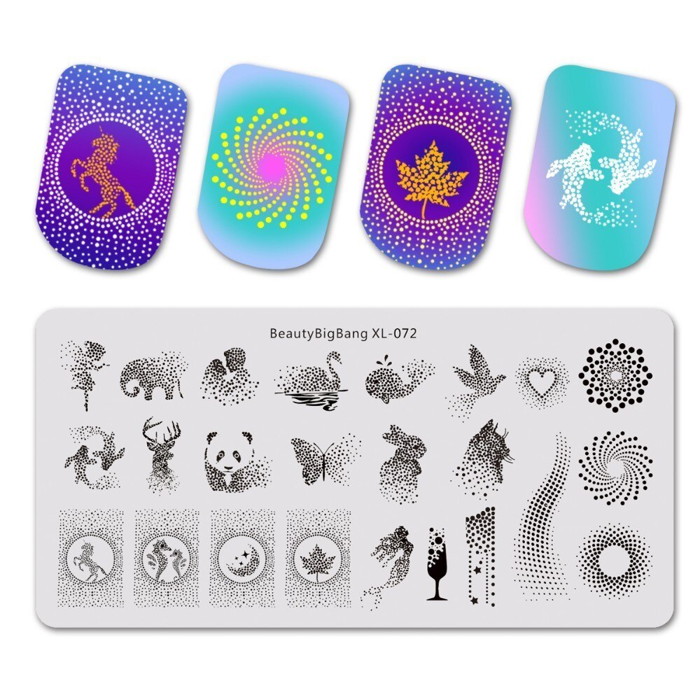 BeautyBigBang ongle gabarit plaque acier inoxydable mignon chat chien motif ongles estampage plaques Rectangle timbre pour ongles BBB XL-013: 72