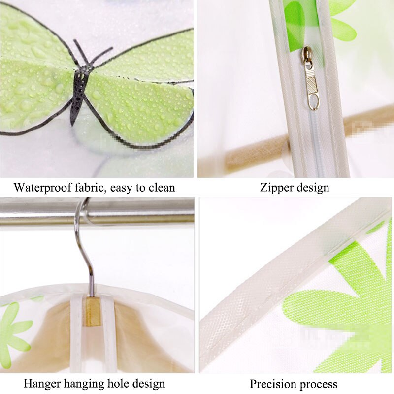 Beautiful flowers Translucent Dot PEVA Clothes Storage Bags Dust Cover Clothes Washable Tidy For Suit Jacket Jacket