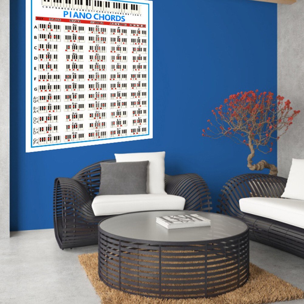 88-Keys Piano Keyboard Chord Poster Beginner Learning Wall Poster Practice Fingering Chart Coated Paper For Beginners Sheet