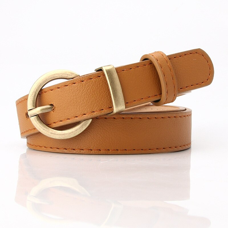Cinturón de cuero fino para mujer, cinturón negro, blanco y marrón para mujer, cinturón de vestir para niña, pantalones vaqueros: yellow