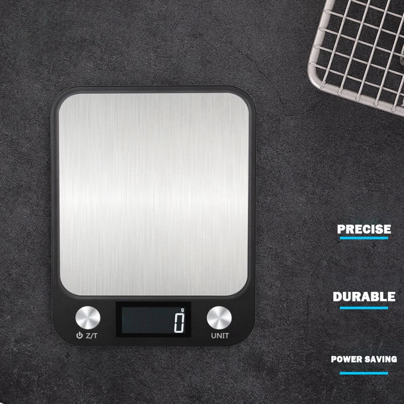 Báscula Digital multifunción para alimentos, balanza de cocina con pantalla LCD, 5/10kg/1g, de acero inoxidable, para pesar alimentos, herramientas de cocina