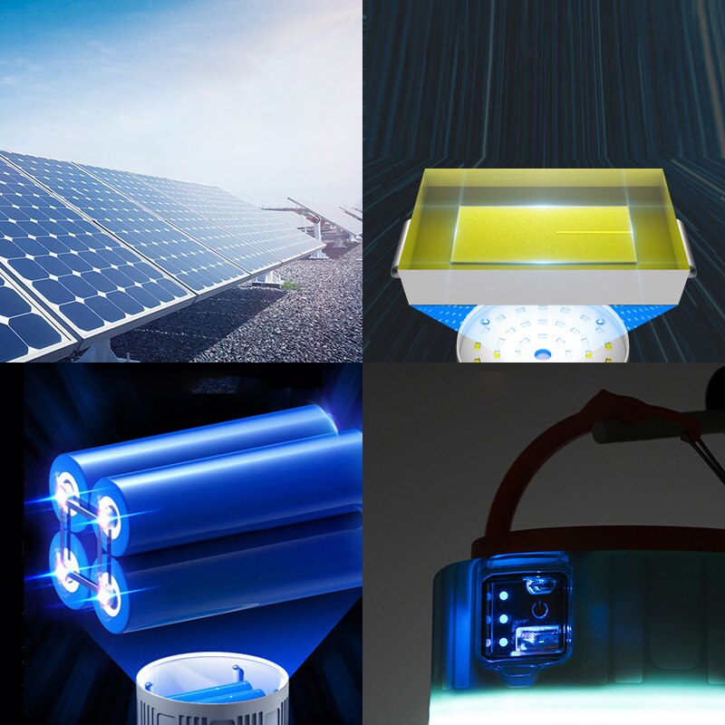 Led Camping Licht Usb Draagbare Verlichting Telefoon Lading Solar Camping Lantaarn Oplaadbare Lamp Waterdichte Outdoor Wandelen Vissen