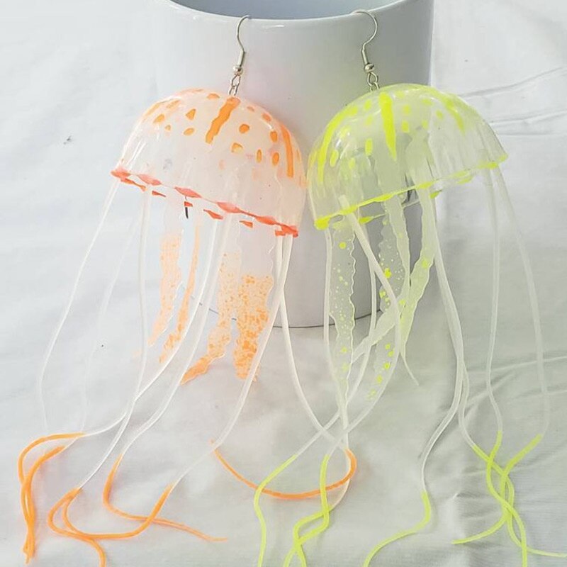 Kwallen Earring Festival Mermaid Sieraden Carnaval Neon Ultraviolet Glow Oceaan Kwallen Octopus Onderwater Mariene Leven Sieraden