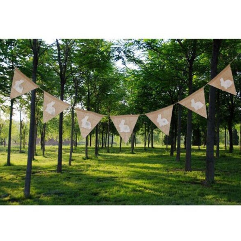2.2m vintage jute hessian konijnen wimpelslingers slingers paasfeestdecoratie  aa8081