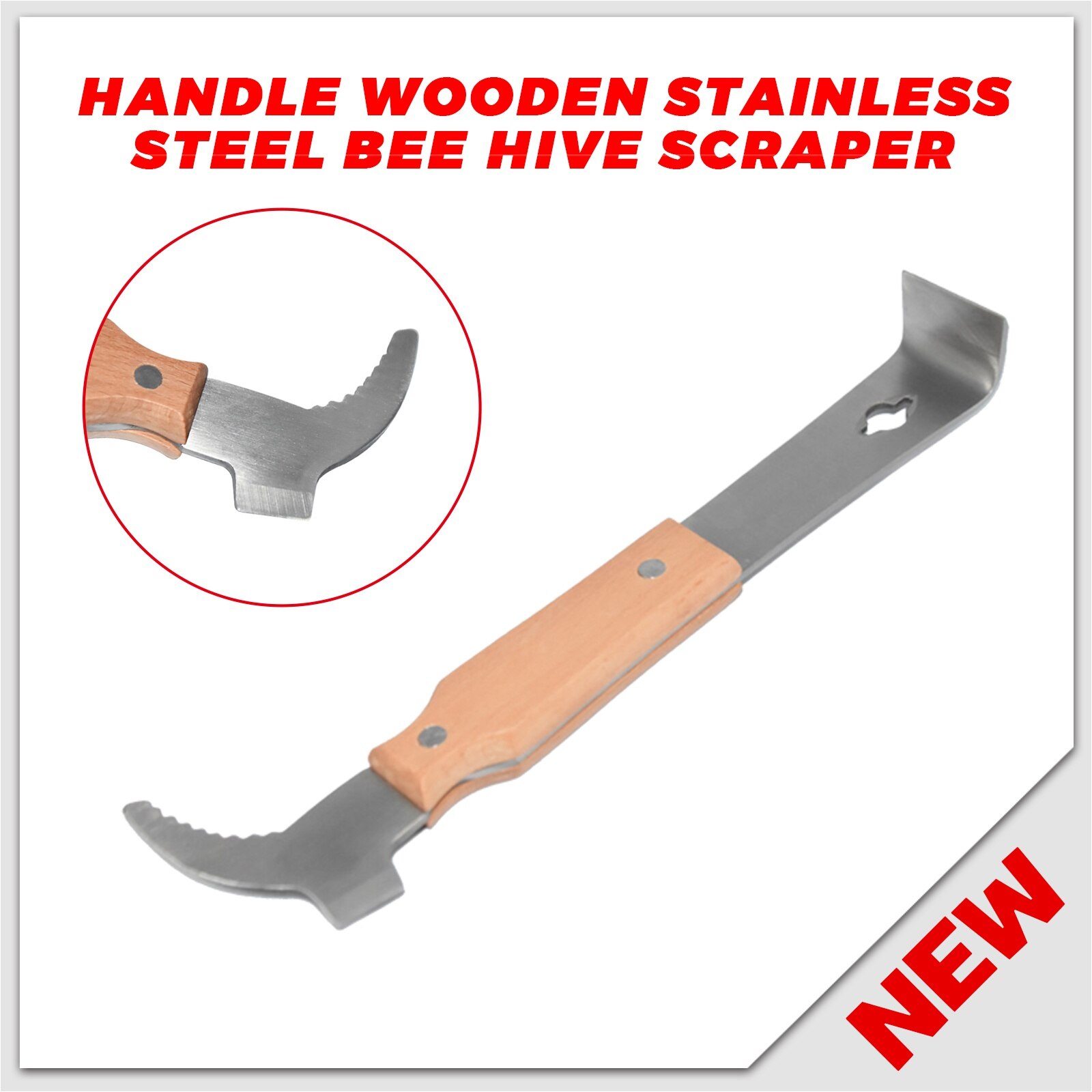 Handle Wooden Stainless Steel Bee Hive Scraper Bee... – Grandado