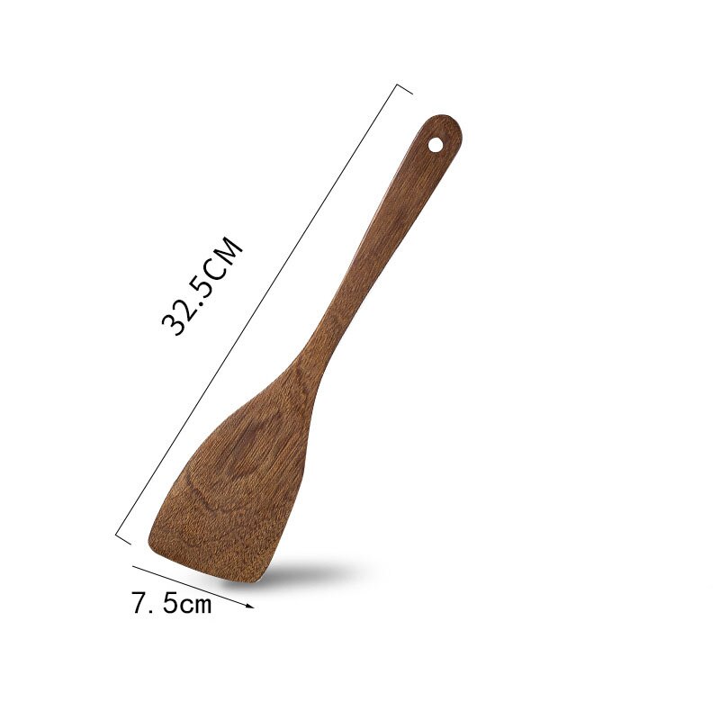 Thaïlande teck bois naturel vaisselle cuillère antiadhésive Pan riz cuillère longue passoire à riz cuisine outil de cuisson: 1pcs  32.5