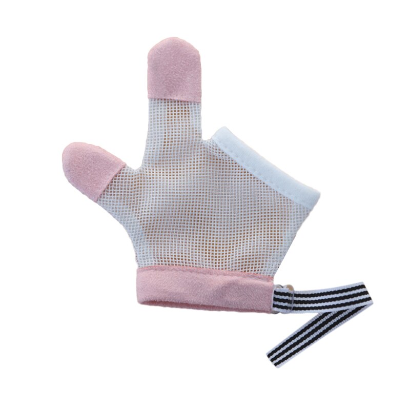 1 par de niños infantil Anti-mordedura comer protección para manos guantes de bebé evitar morder los dedos las uñas guante para Toddle los niños inofensivo conjunto: pink Two fingers L
