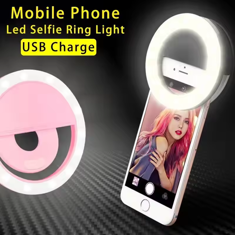 Mobiltelefonfyllningslampa usb-laddning led-selfie-ringlampa telefon livesändning video led-selfie-ringlampa för alla smartphones