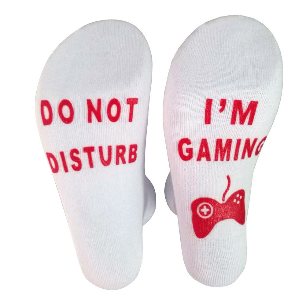 Unisexe nouveauté chaussettes ne pas déranger je suis Gaming drôle lettre imprimé chaussettes MU8669: Red Casual Socks