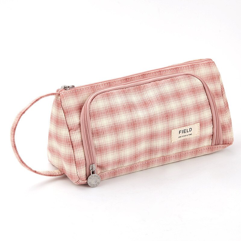 Angoo [Pure] Kleur Etui, Multi Slot Pen Zak, grote Opslag Pouch Organizer Voor Briefpapier Cosmetische Reizen Portemonnee A6443: Flower Red Field