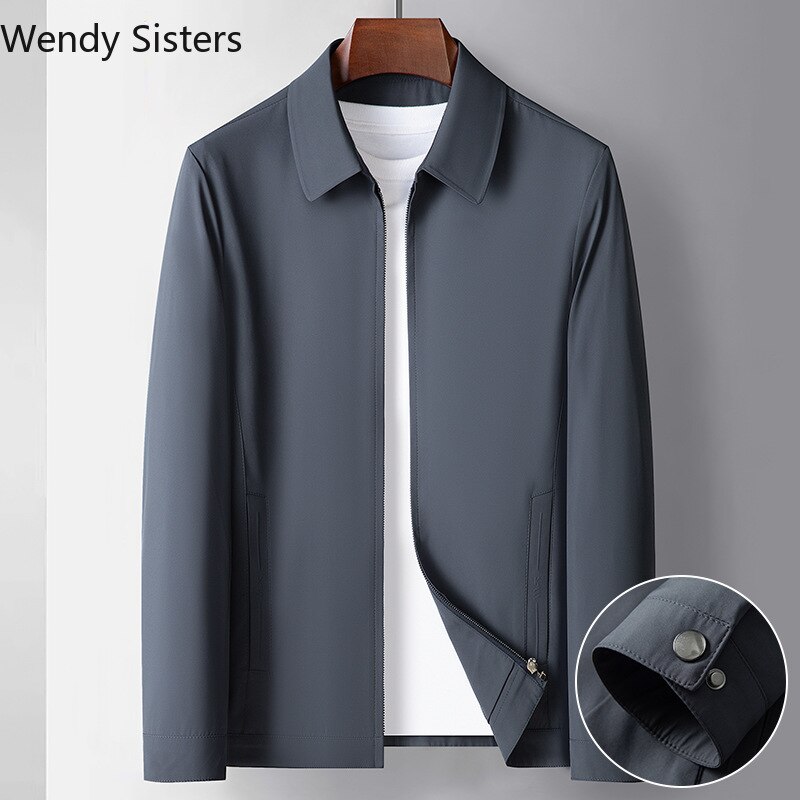 Veste Mi-saison Automne Manteau Court Homme Uno Sheng - Trench Beige Coupe Ajustée - Automne/Hiver - Coupe-Vent Décontracté Manteau Mi-saison