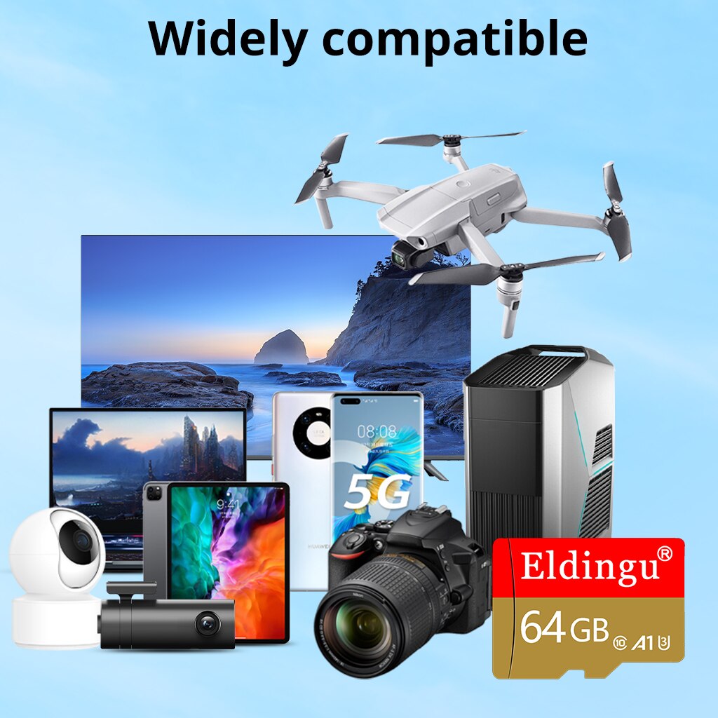 Eldingu Original TF-Karte 64G Class10 A1 für Überwachungsvideo MP3 MP4 Handy-Speicherkarte 32 GB U1 TF-Karte 128 GB U3