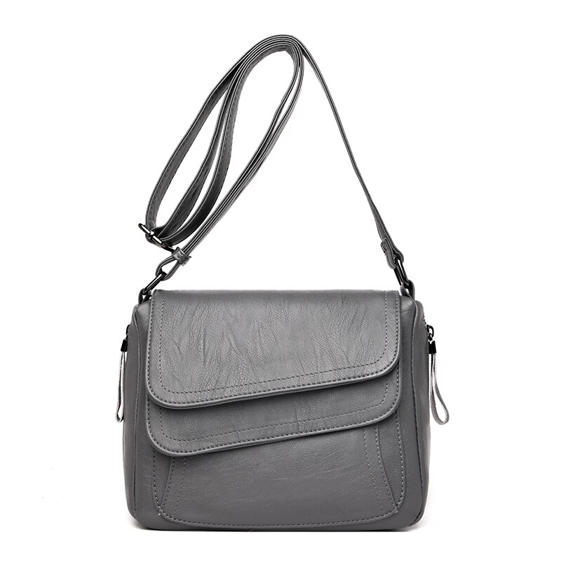 Retro Effen Kleur Pu Lederen Schoudertassen Voor Vrouwen 2021Fashion Casual Laag Luxe Mode Messenger Bags: Gray