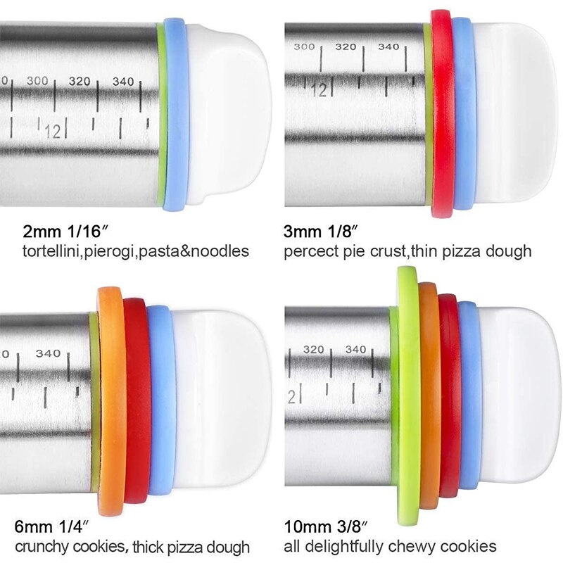 17Inch Non-stick Rvs Deegroller Deeg Mat Deeg Roller Verstelbare Meel Roller Gebak Pizza Pie Cookie bakken Tool