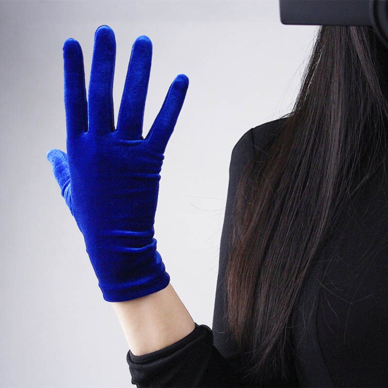Grün Blau Damen Elegante Samt Handschuhe Abendkleid Party Elastische dehnbar Frauen Spectial Occastion Finger Handschuhe eins Größe