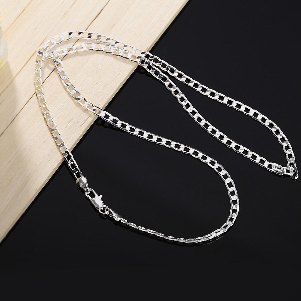 BAYTTLING 925 Sterling Zilver 16/18/20/22/24/26/28/30 inch 4 MM Volledige Zijwaartse Ketting Voor Vrouwen Mannen Bruiloft Sieraden