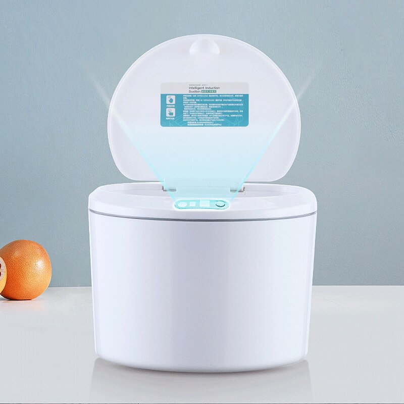 Electric Automatic Mini Car Trash Can Bin with Lid Auto Dustbin Organizer Leak Proof Vehicle Trash Bin Garbage,White