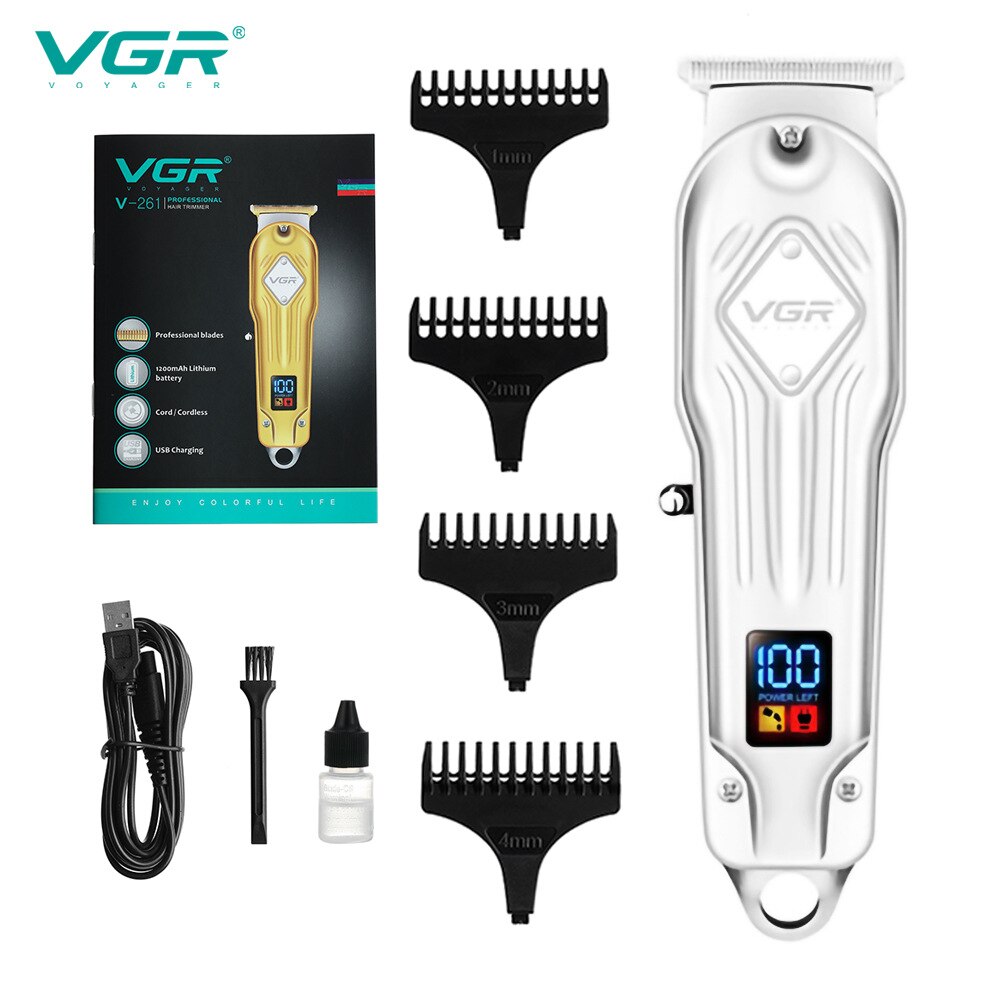 hair clipper hair Trimmer in Hair clippers for men electric trimmers LCD Display machine barber Hair cutter gold: V-261-silver