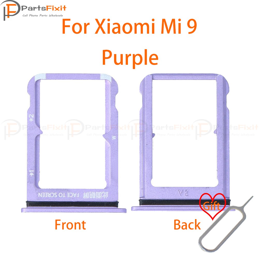 SIM Card Tray for Mi9 SIM Card Slot SIM Card Holder Card Slot Adapter for Mi 9 Replacement Parts with free Eject Pin: Purple