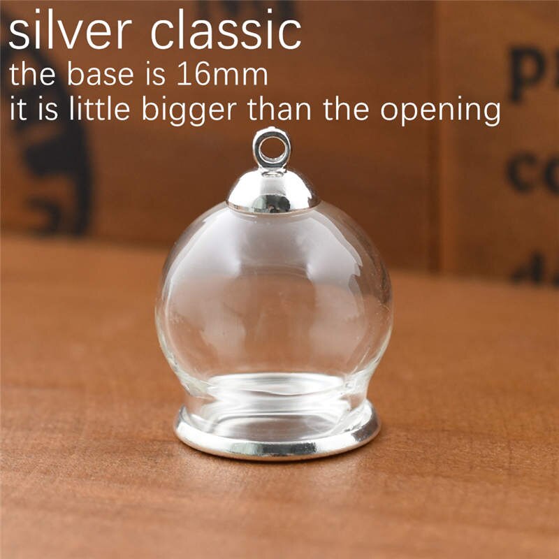 5set 20*15mm hollow glass globe with setting base beads cap set orb glass vials pendant glass bottle jewelry pendant