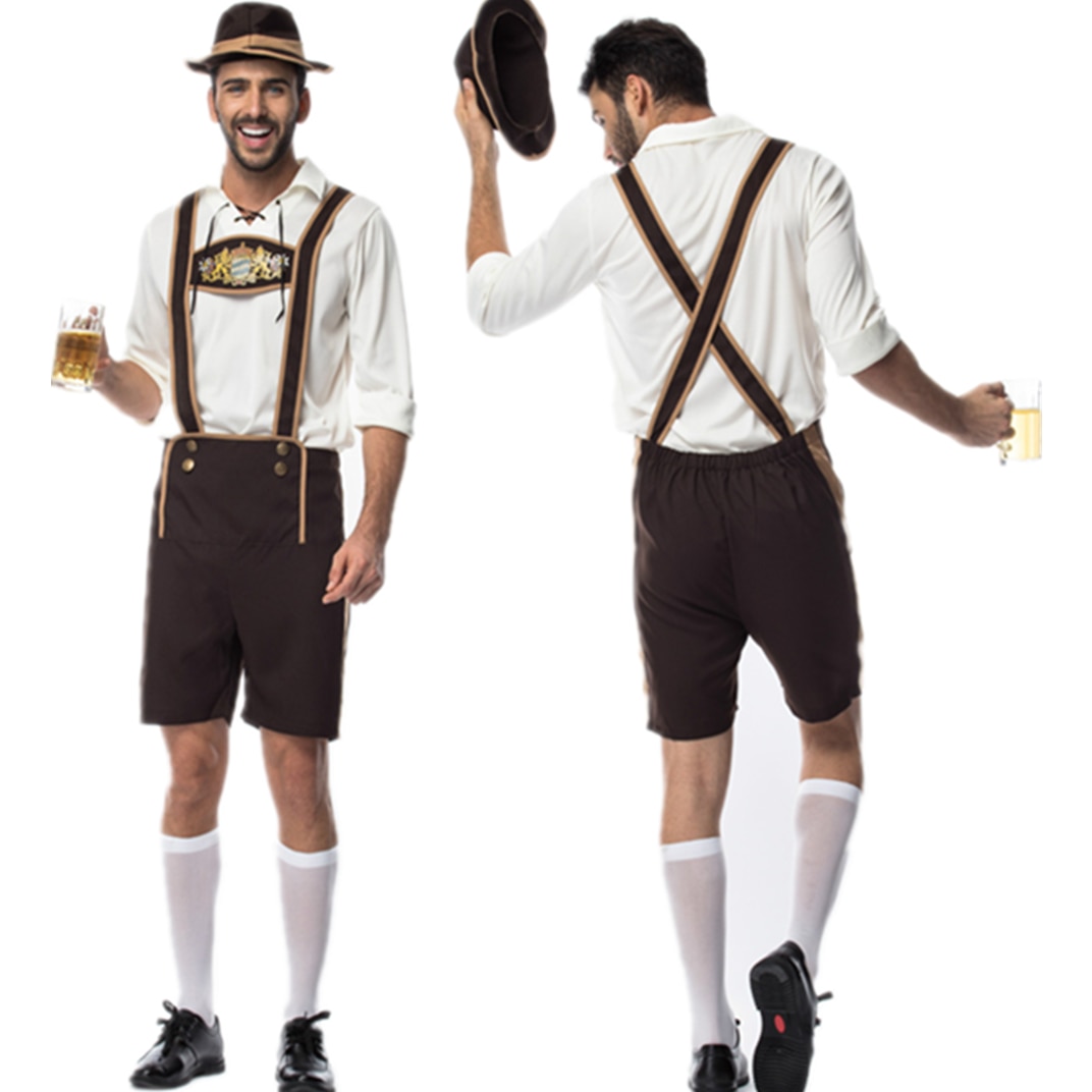 Oktoberfest Carnival Costumes Boys Lederhosen Bavarian German Kids Beer Festival Group Cosplay Overall Shirt Outfit Hat