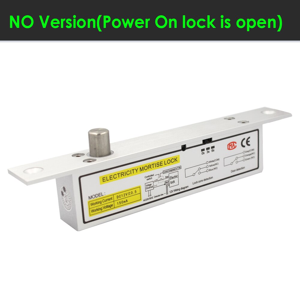 NC/NO Output DC12V Electric Lock Magnetic with Timer Mortise Door Lock Fail Safe fail Secure Bolt Mortise Door Lock 8 wires: NO Version