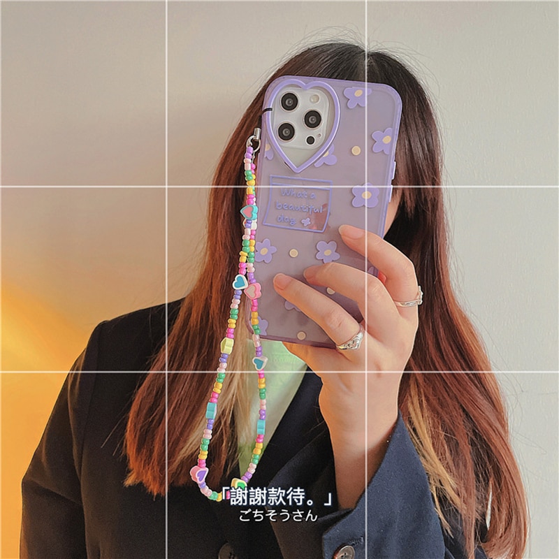 Trendy Kleurrijke Acryl Kralen Mobiele Telefoon Keten Voor Vrouwen Meisjes Gsm Riem Anti-Verloren Lanyard Opknoping Koord Sieraden