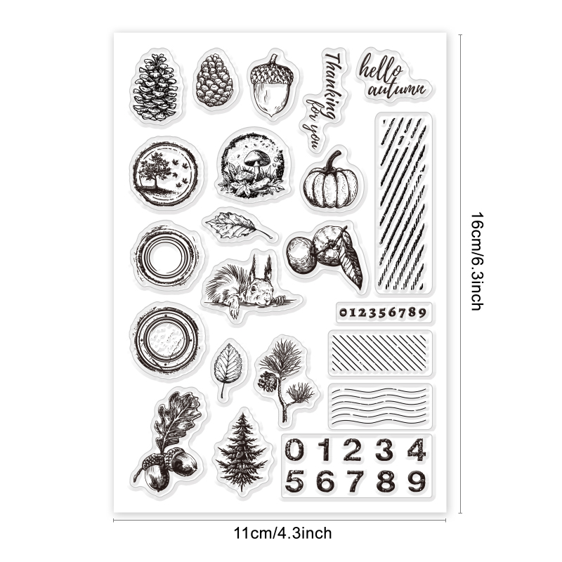 1 hoja de sellos transparentes con texto de bendición de hojas de Ginkgo para hacer tarjetas, sellos transparentes de hojas de otoño, sellos transparentes para bricolaje