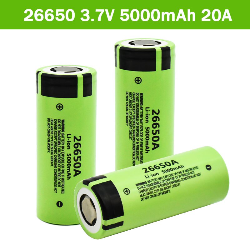 100%  originale 26650 batterier 5000 mah 3.7v 50a lithium ion oppladbare batterier for 26650a led lommelykter+lader