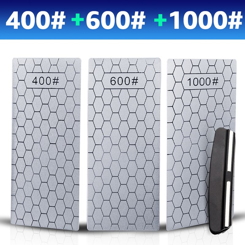 Diamond Knives Sharpening Stone 400# 1000# 600# Grindstone Knife Sharpener Ultra-thin Honeycomb Surface Whetstone Set: 400 600 1000 A