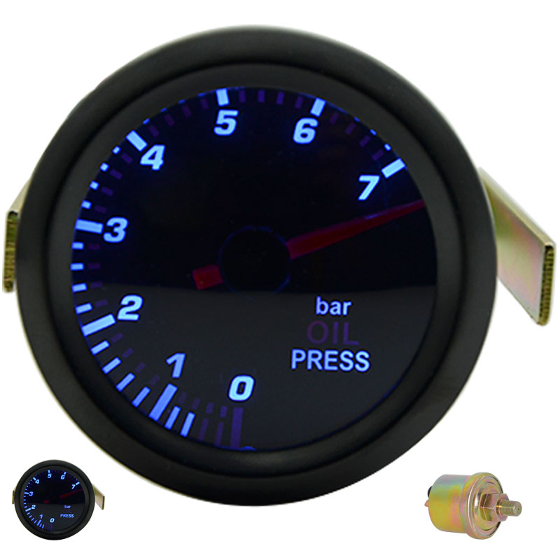 52mm boost/vakuum/vattentemp/oljetemp/oljepress/spänning/varvräknare/luftbränsleförhållande/egtmätare analog blå led + 52mm gauge pods: Oljetrycksstång