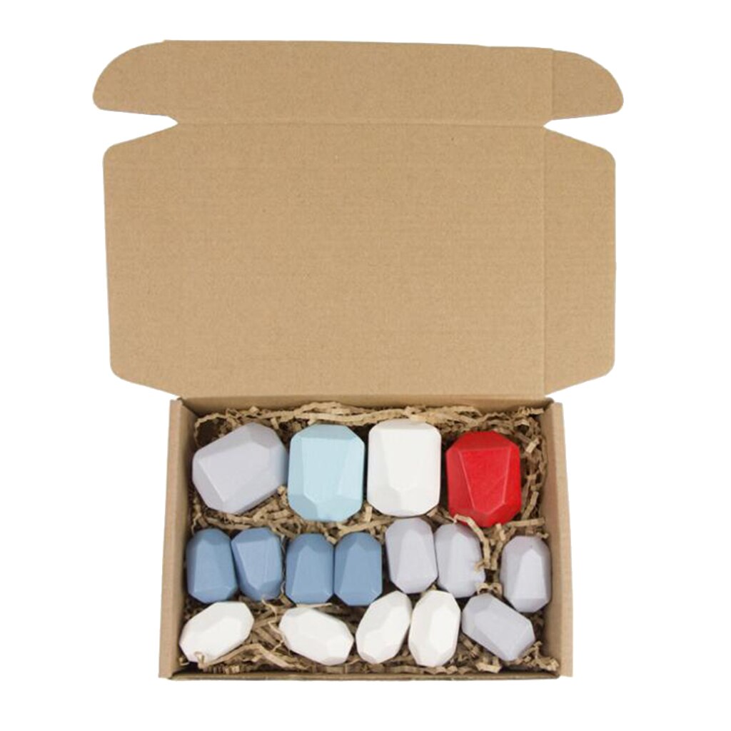 5/10/16pcs Wood Stacking Sorting Rainbow Rock Stones Blocks Fun Toys Home Decors: 16pcs rainbow A
