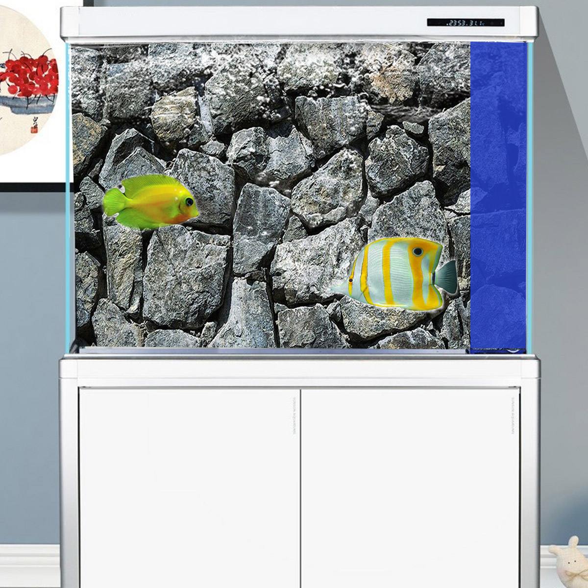 1 rollo 3D roca para acuarios pegatinas para piedra, póster de tanque de peces, pegatina de fondo de Acuario, papel tapiz autoadhesivo, fondos subacuáticos