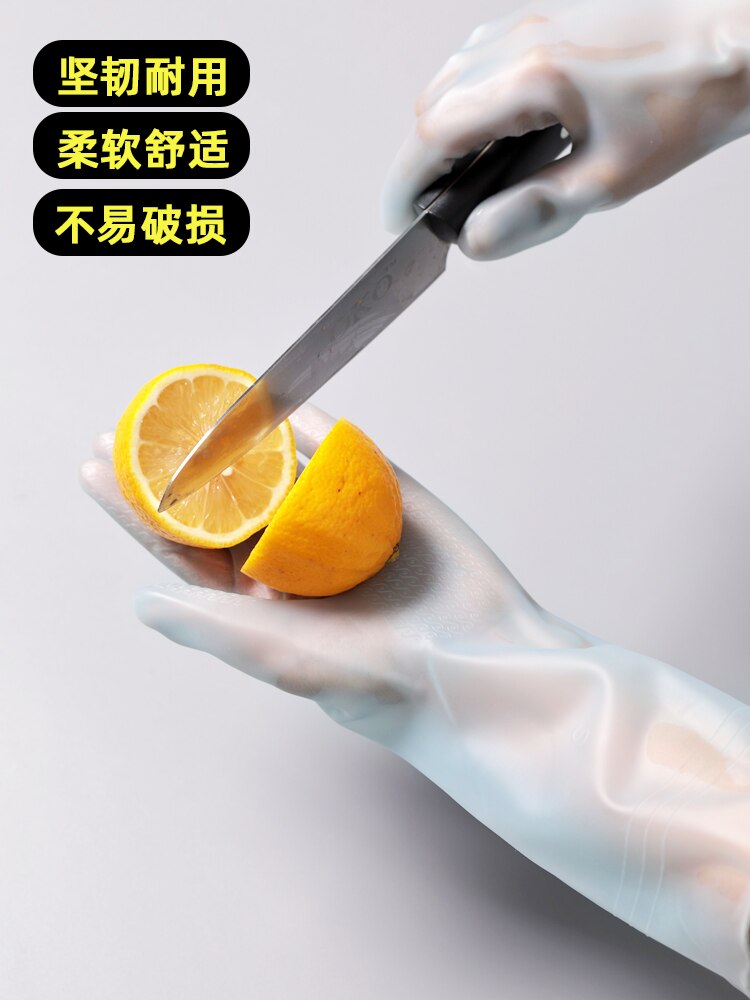 Guantes de goma de terciopelo para lavar platos, manoplas gruesas de manga larga duraderas para limpieza del hogar, cocina, invierno, 3 pares