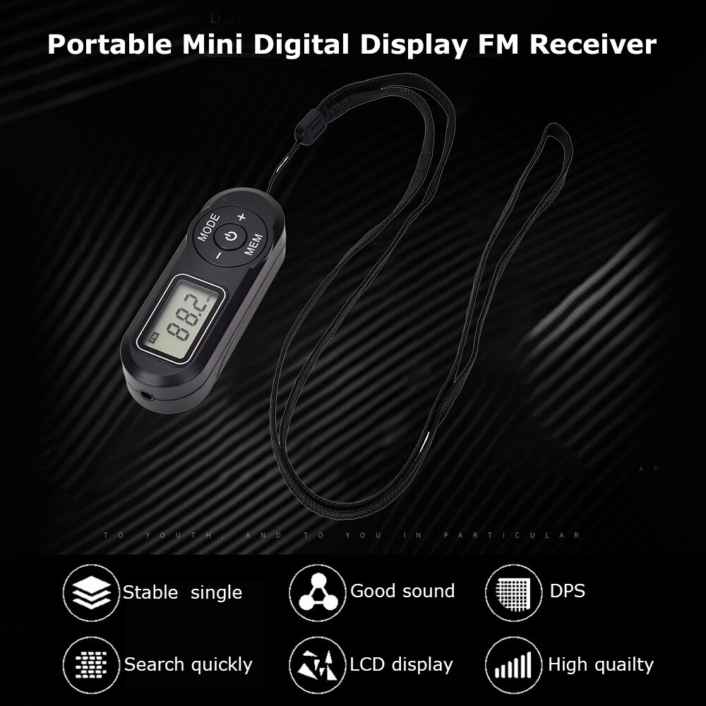 HRD-727 Portable Mini FM Radio Digital Display FM Receiver Retro MP3 Player Style DSP with Headphones Lanyard