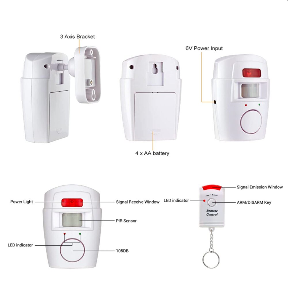 Indoor Outdoor Wall-mounted Portable Wireless Security Alarm PIR Infrared Motion Sensor Detector Anti-theft System Kit
