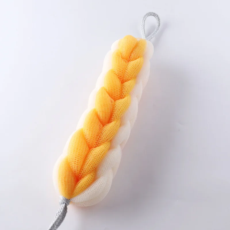 Adult Backrub Bathing Tool Scrub Strap Shower Washcloth Bast Wisp Flower Mesh Push Up Bubble Massage Brush Bath Clean Tools: Yellow