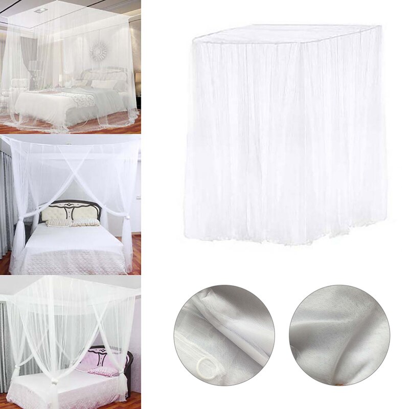 Bedside Mosquito Net Canopy Mosquito Net 2 Bed Mosquito Repellent Tent Insect Reject 4 Corners Marriage -White