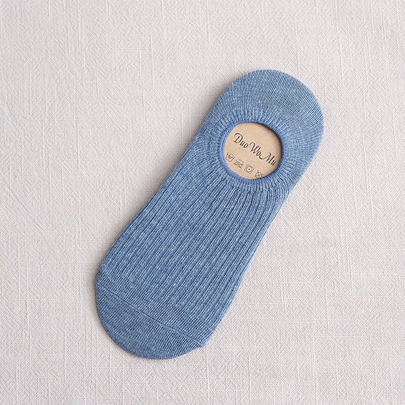 Spring Summer Solid Color Women Invisible Socks Cotton Double Needle Bar No Show Woman Socks Non-slip Kawaii Calcetines B003: 07