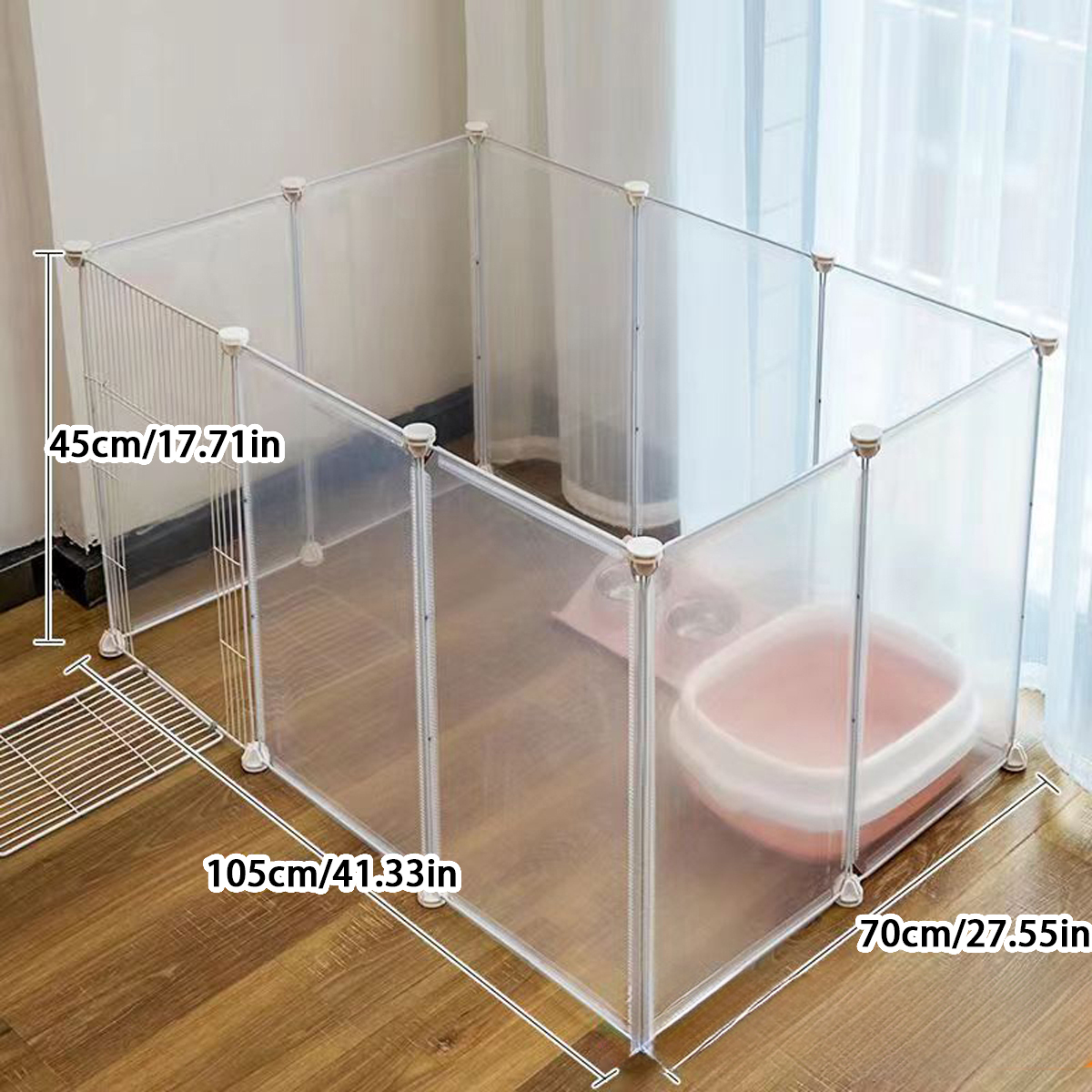 Clear dog cage Dog Villa cage Home indoor free space with door Small dog isolation fence Puppy Teddy Pomeranian dog cage: black