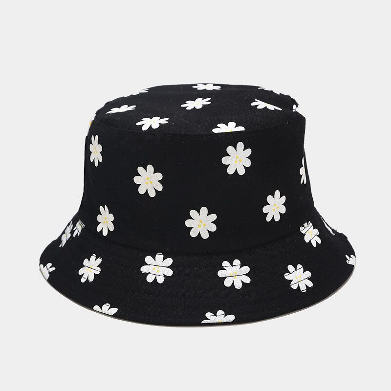 Panama Bucket Hat Men Women Summer Bucket Cap Banana Print Bob Hat Hip Hop Gorros Fishing Fisherman Hat: black flower N