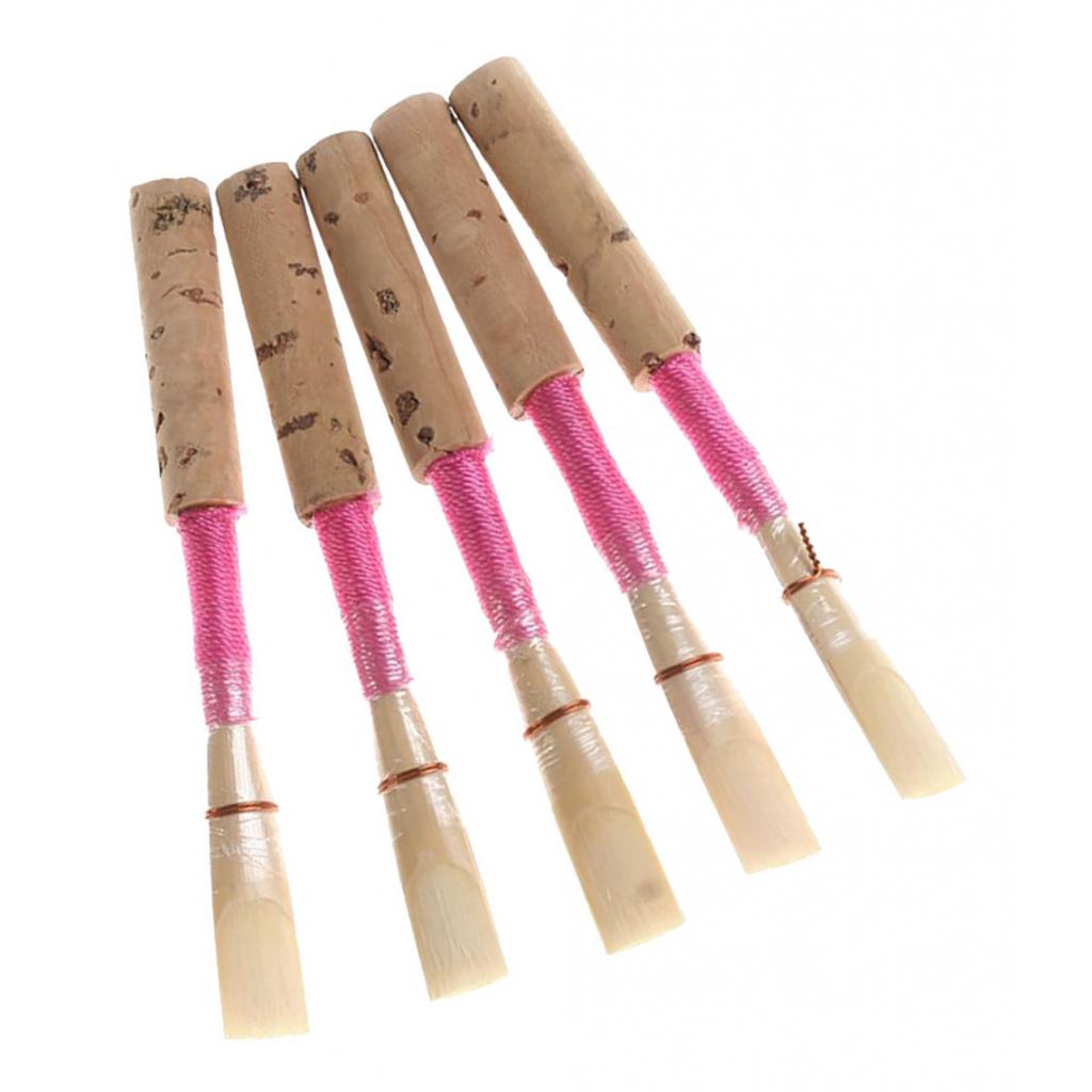 5 uds cañas para oboes junco Rosa fuerza media con caja de plástico Oboe para principiantes accesorios para Oboe