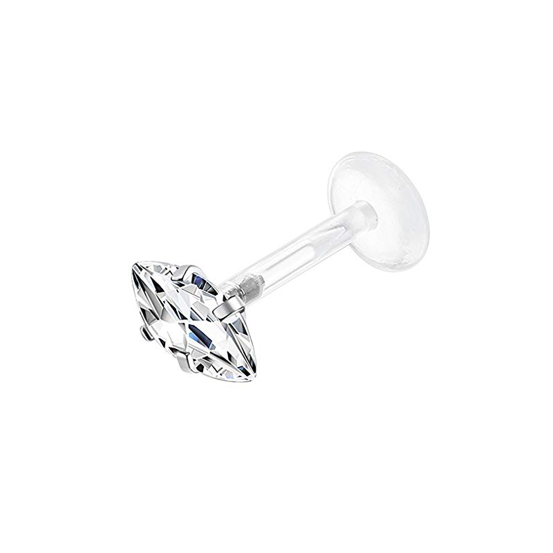 Drperfect 16G Forward Helix Cartilage Tragus Earring Stud Internal Threaded Labret Lip Monroe Ring Barbell Body Piercing Jewelry: GRAY / Light Yellow Color
