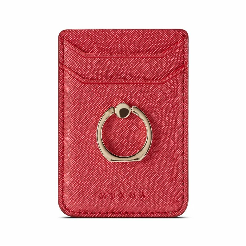 Universal Cellphone Wallet Card Holder Mobile Phone Wallet Credit ID Card Holder Adhesive Pocket Sticker Case Rose Gold /Black: Red