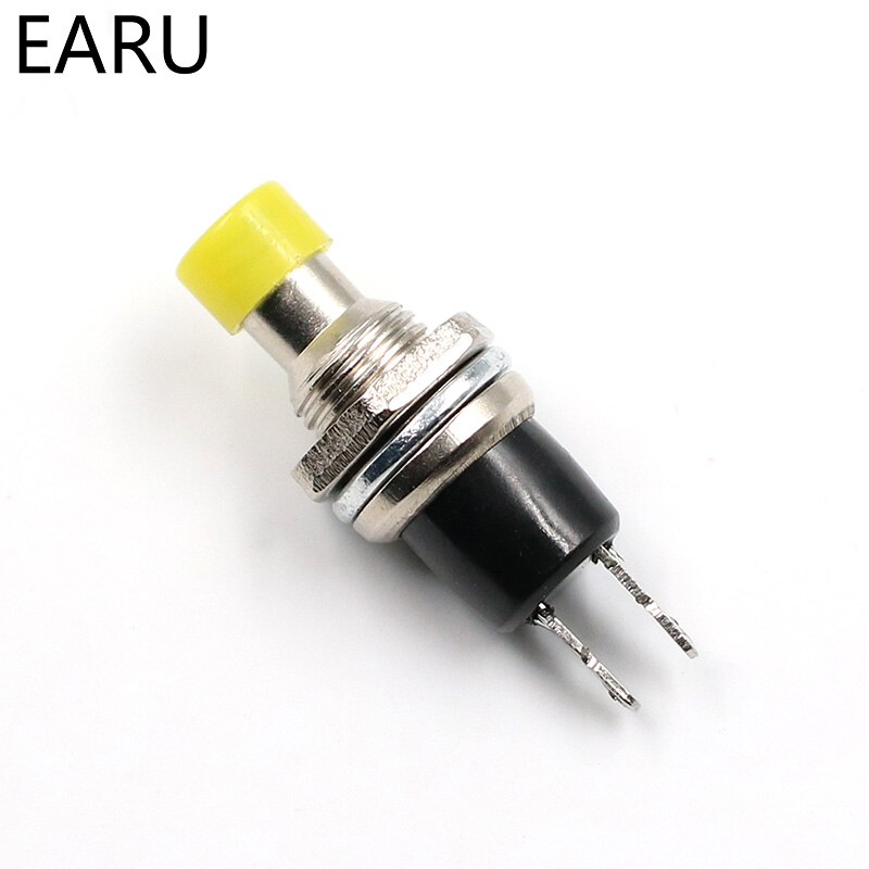 10Pcs Mini Micro DIY 7mm Thread 2 Pins Momentary Push Button Switch Red Black White Blue Yellow Green Lockless Self-rest ON/OFF: Yellow