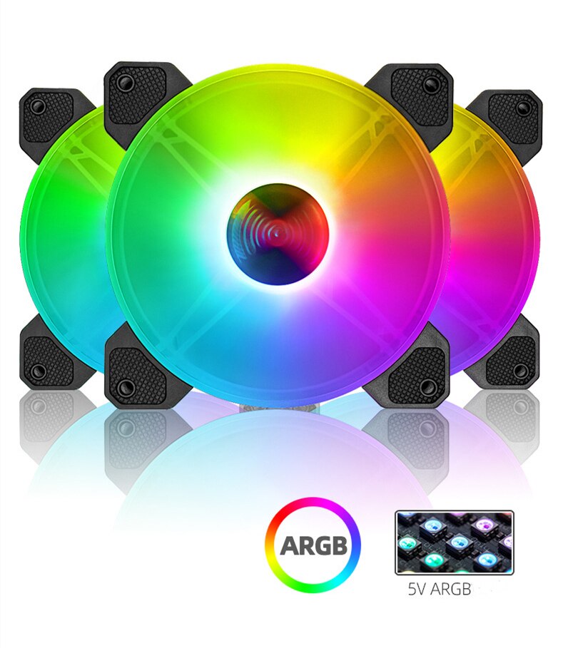Wvibo 120Mm Argb Fan Jade Ring Pwm 4PIN 12V Dc Mute Stille Computer Case Fans Cooler 5V 3PIN Rgb Aura Sync Ventilador