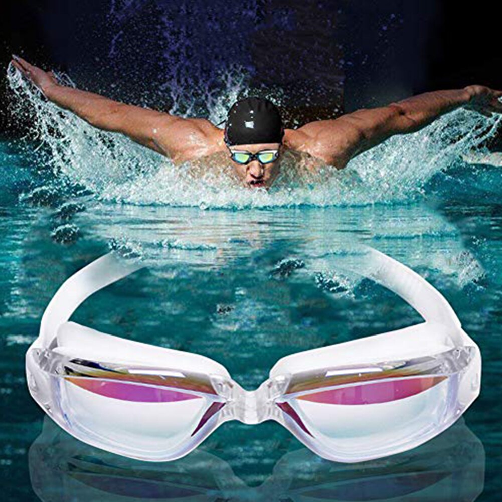 Zwembril Zwemmen Oordopjes Professionele Waterdichte Bril Hd Anti-Fog Uv Siliconen Bril Galvaniseren Clear Bril